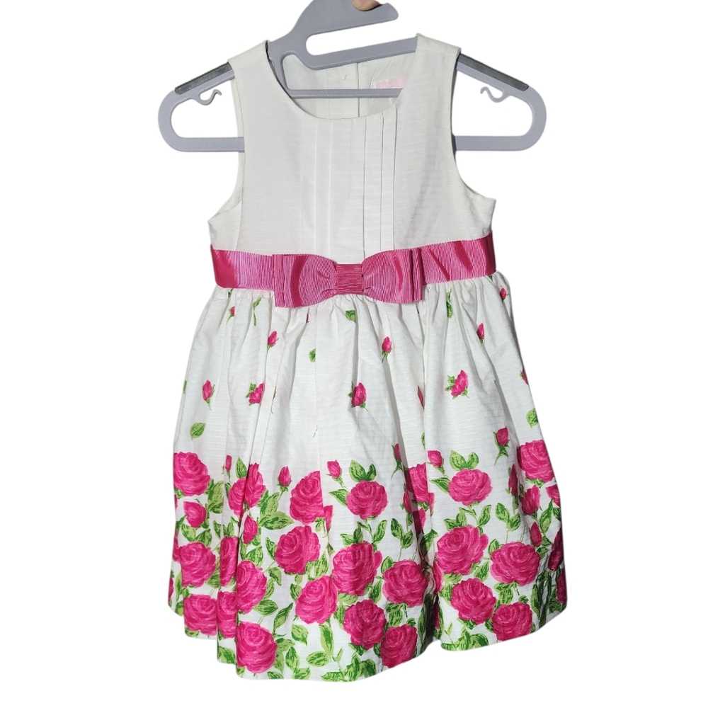 Janie & Jack Pink Floral Dress with White Base - EUC - 6 To 12 Months
